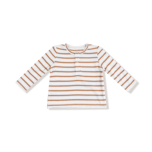 Vintage Stripe - Brown - L/s Henley