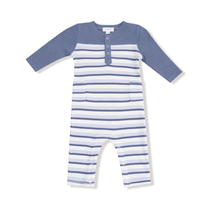 Vintage Stripe - Blue - Romper W/ Contrast Sleeves