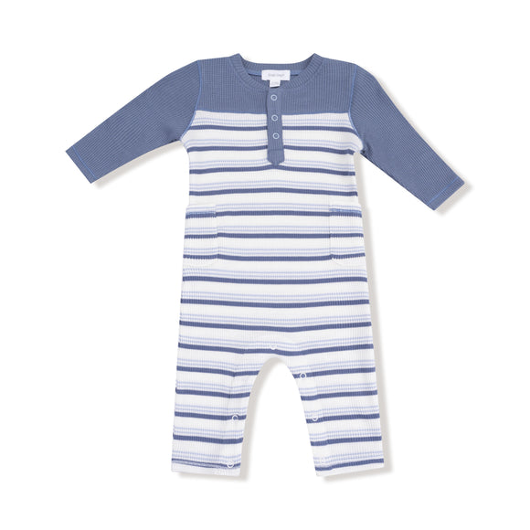 Vintage Stripe - Blue - Romper W/ Contrast Sleeves