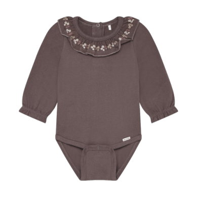 Minymo Embroidered Collar Bodysuit - Truffle