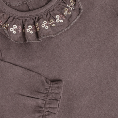 Minymo Embroidered Collar Bodysuit - Truffle