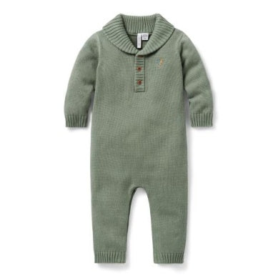 J&J - Knit Shawl Romper - Green
