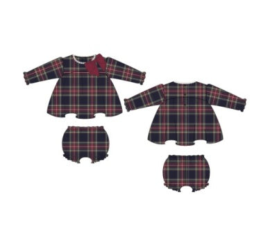 J&J Baby Girl Set - Navy Plaid