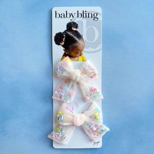 Baby Bling Bows - 2PK SHAKER BABY BLOOM CLIPS: sweet dream