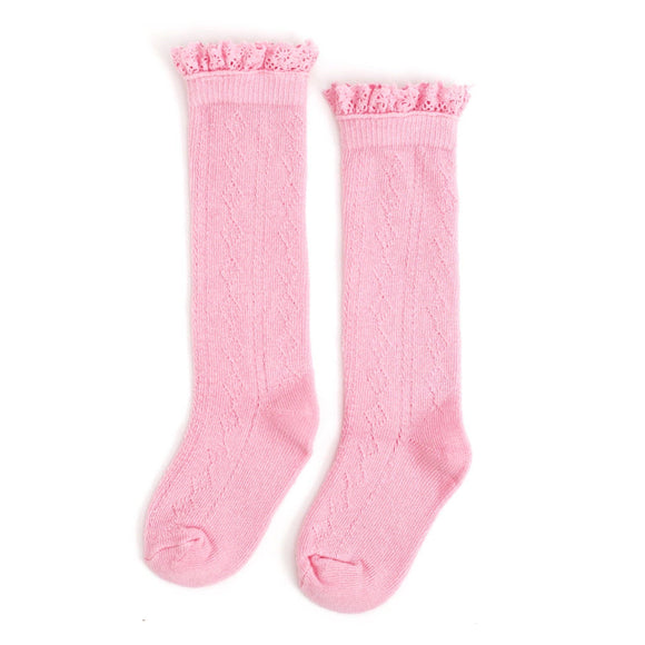 Little Stocking Co. - Fancy Lace Top Knee High Socks - Blossom