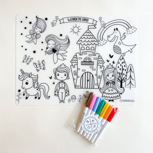 Silicone Reusable Coloring Tablemat for kids - Wonderland