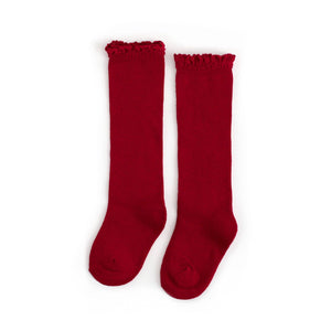 Little Stocking Co. - Cherry Lace Top Knee High Socks