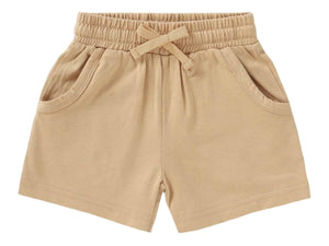 Little Organic Co. - Organic Shorts with pockets relaxed minimalist style: caramel