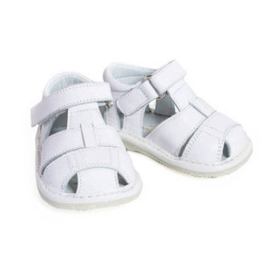 Leather Closed Toe Baby Sandal - White