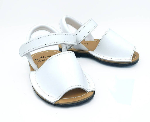 Peep Toe Leather Sandal - White