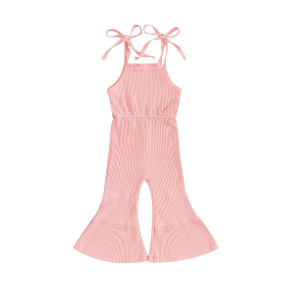 Lena Ribbed Flare Jumpsuit - Pink