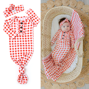 Gigi and Max - Lydia knotted button newborn gown and headband