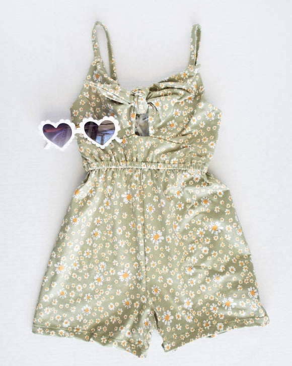 Bailey's Blossoms - Sarah Jane Shorty Romper - Green Floral