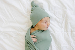 love + wild - Bamboo Swaddle Blanket - Green Ribbed