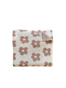 Harp Angel Boutique - Knitted Baby Blanket - Mocha Daisy