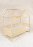 Twin House Bed with Rails - Natural