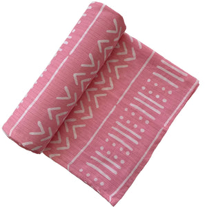 Muslin Swaddle Blanket - Pink Mudcloth