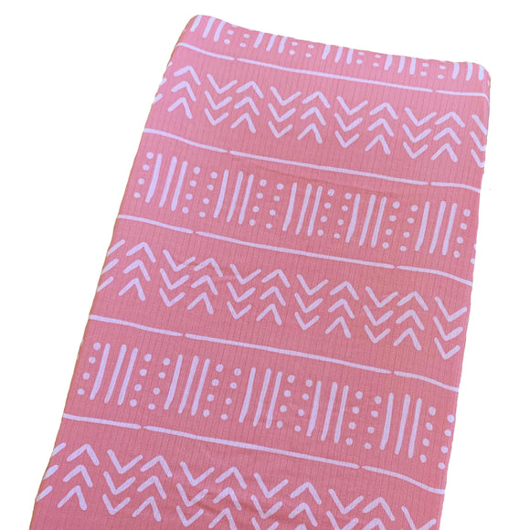 Muslin Changing Pad Cover - Pink Mudcloth