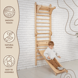 3in1: Wooden Swedish Wall / Climbing ladder for Children + Swing Set + Slide Board